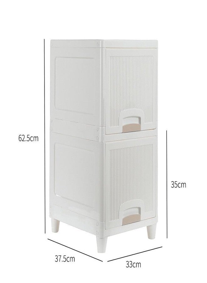 YASONIC 𝟮 𝗧𝗶𝗲𝗿 Foldable Plastic Rack for Storage/Kitchen Cupboard/Versatile and Sturdy Wardrobe for Clothes/Multipurpose Storage Organizer/Closet for Bedroom/Living Room/Laundry Room (Off White) - Image 2