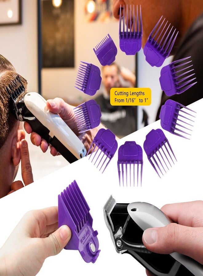 GRABOTE Updated 10pcs Magnetic Clipper Guards Guide Comb Set for Andis Master Hair Clippers Purple - Image 4