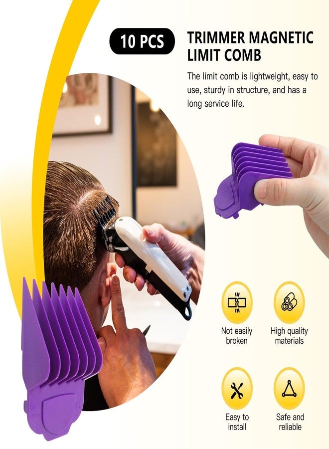 GRABOTE Updated 10pcs Magnetic Clipper Guards Guide Comb Set for Andis Master Hair Clippers Purple - Image 5