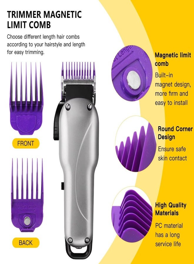 GRABOTE Updated 10pcs Magnetic Clipper Guards Guide Comb Set for Andis Master Hair Clippers Purple - Image 3