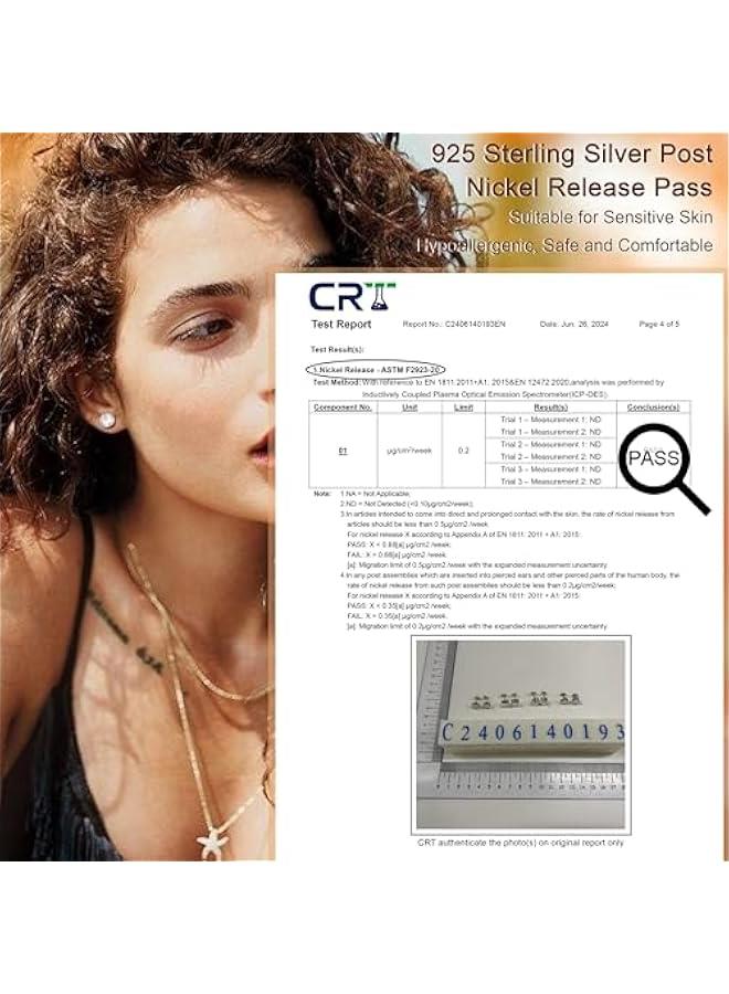 Arabest Hypoallergenic Stud Earrings for Women Men - 925 Sterling Silver Earrings for Sensitive Ears - 6/8/10mm Cubic Zirconia Earrings Studs-18K Gold Plated Simulated Diamond CZ Halo Earrings 2/4Pairs  - Image 4