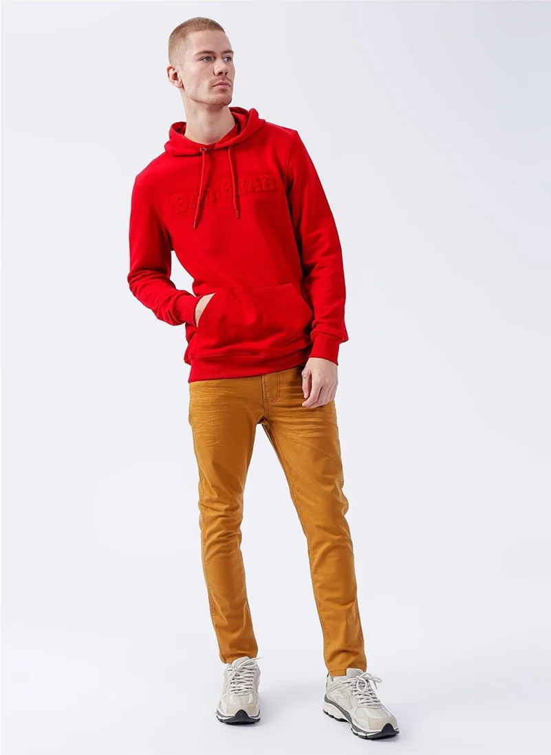 باد بير Pucker Bear Men's Red Hooded Sweatshirt