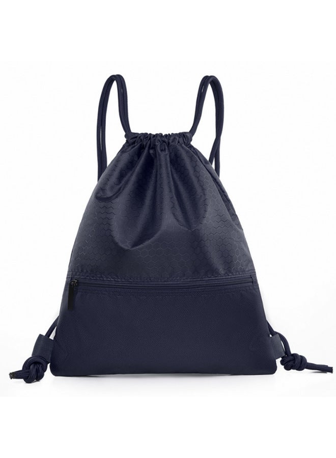 Outdoor Basketball Oxford Cloth Bundle Pocket Large Capacity Drawstring Bag Backpack Training Organization Fixed Print LOGO-Color:Dark Blue-Capacity:Trumpet - Image 1