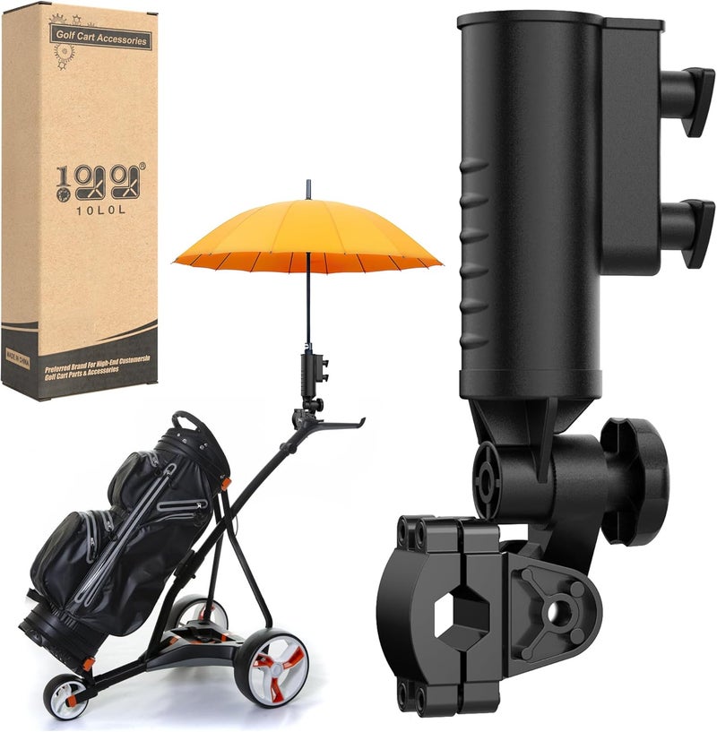 10L0L Heavy Duty Golf Push Cart Umbrella Holder - 180° Adjustable Aluminum Base for Golf Carts, Strollers, Wheelchairs & Bikes - Image 1