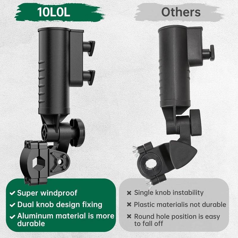 10L0L Heavy Duty Golf Push Cart Umbrella Holder - 180° Adjustable Aluminum Base for Golf Carts, Strollers, Wheelchairs & Bikes - Image 4