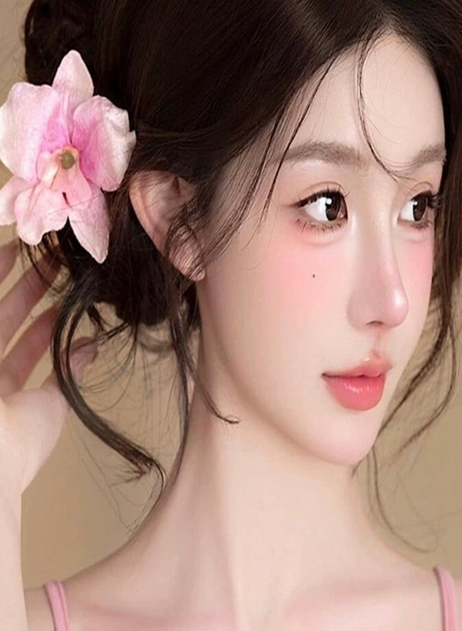 Quupy 3Pcs Artificial Flower Hair Clips Orchid Flower Hair Pins Bohemian Flower Hair Barrettes Hawaiian Hair Accessories for Women Vacation Beach Party Wedding (Random Color) - Image 3