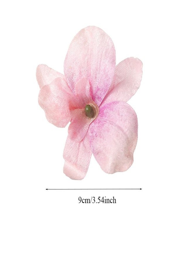 Quupy 3Pcs Artificial Flower Hair Clips Orchid Flower Hair Pins Bohemian Flower Hair Barrettes Hawaiian Hair Accessories for Women Vacation Beach Party Wedding (Random Color) - Image 2