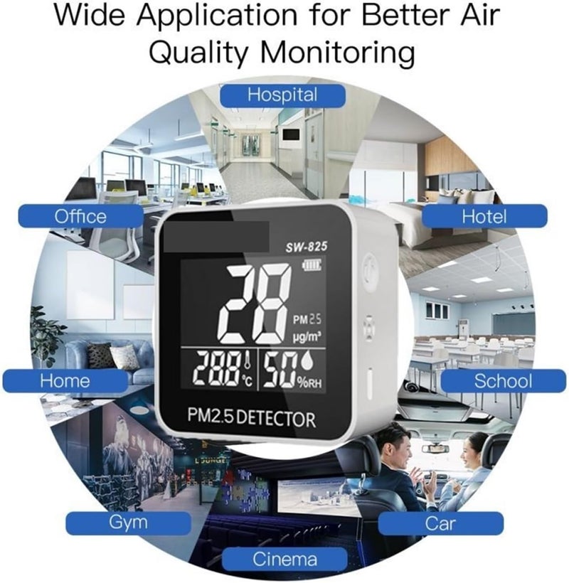 Air Quality Monitor, SW-825 Digital PM2.5 Detector 0-500ug/m³ Mini Portable PM 2 5 Sensor Air Quality Monitor Temperature Humidity Meter,for Home - Image 4
