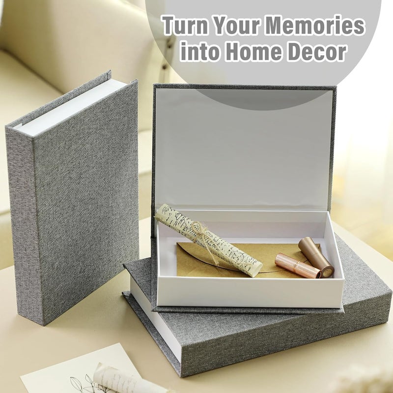 Tioncy 3 Pcs Decorative Book Box Modern Fake Book Storage Box Linen Faux Books for Bookshelf Decoration Coffee Table Book for DIY Crafts(Dark Gray, Multi Sizes) - Image 4