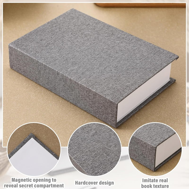 Tioncy 3 Pcs Decorative Book Box Modern Fake Book Storage Box Linen Faux Books for Bookshelf Decoration Coffee Table Book for DIY Crafts(Dark Gray, Multi Sizes) - Image 3