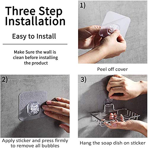 HOKIPO Magic Sticker Series Self Adhesive Stainless Steel Soap Stands for Bathroom Wall - Pack of 1 (Model - NWAR3153) - Image 5