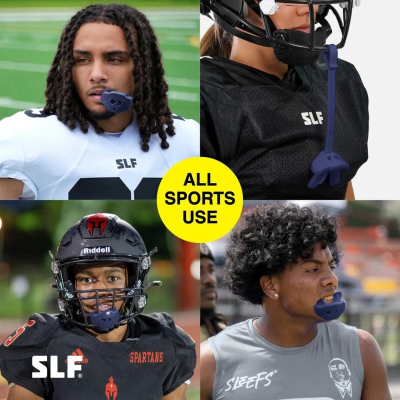 SLEEFS Football Mouth Guard - Youth Mouthguard with Strap - Lip/Teeth Protector Mouthpiece - No Boil - for Youth/Adults, Maximum Air Flow, for All Sports - God First in Navy Blue - Image 3