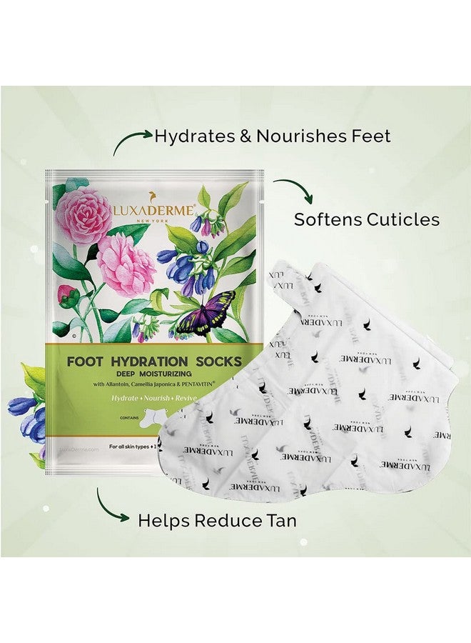 LuxaDerme Deep Moisturizing (Hand Hydration Gloves + Foot Hydration Socks) To Rejuvenating, Dull, Dry & Tired Hands & Feet. Softens Nails & Cuticles. Contains Arginine, Safflower & Shea Butter For Soft & Supple Hands And Feet  - Image 2