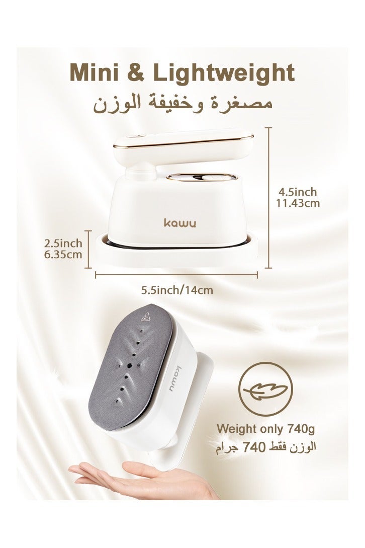 Kawu Portable Steam Irons Travel Steamer Iron, Dry & Wet 2 in 1 Mini Steam Iron for Clothes, 180° Rotatable Portable Iron Steamer for Home, Travel, Dorm, Gifts, School, Office, Home Essential - Image 5