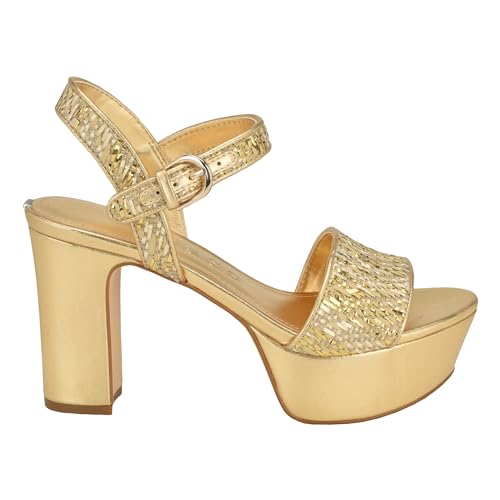 Guess Women's HALDEM Sandal, Natural/Gold 710, 7 - Image 5