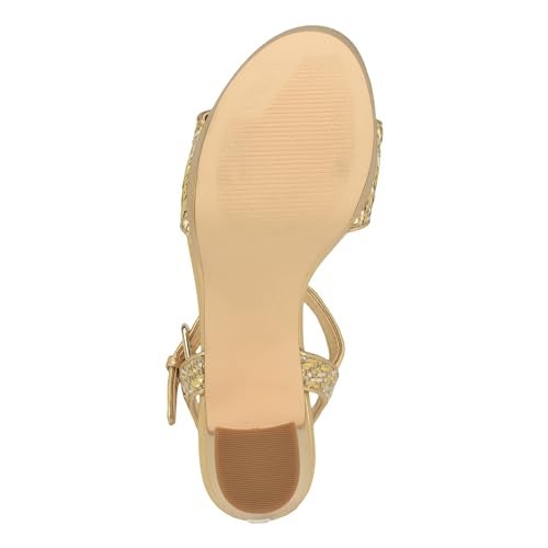 Guess Women's HALDEM Sandal, Natural/Gold 710, 7 - Image 4