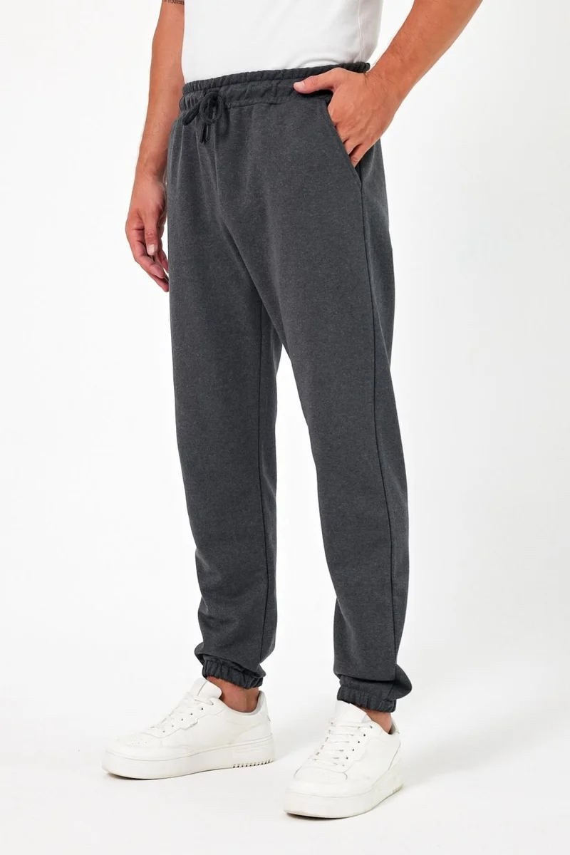 mmetalic Thick Black-Anthracite Men's 2-Pack Sweatpants Jogger Back Pocket Elastic Leg Regular Fit Non-raised