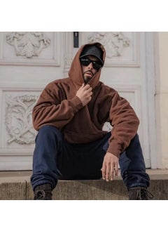 Kanye Heavyweight Fleece Hoodie Blue Streetwear Brown