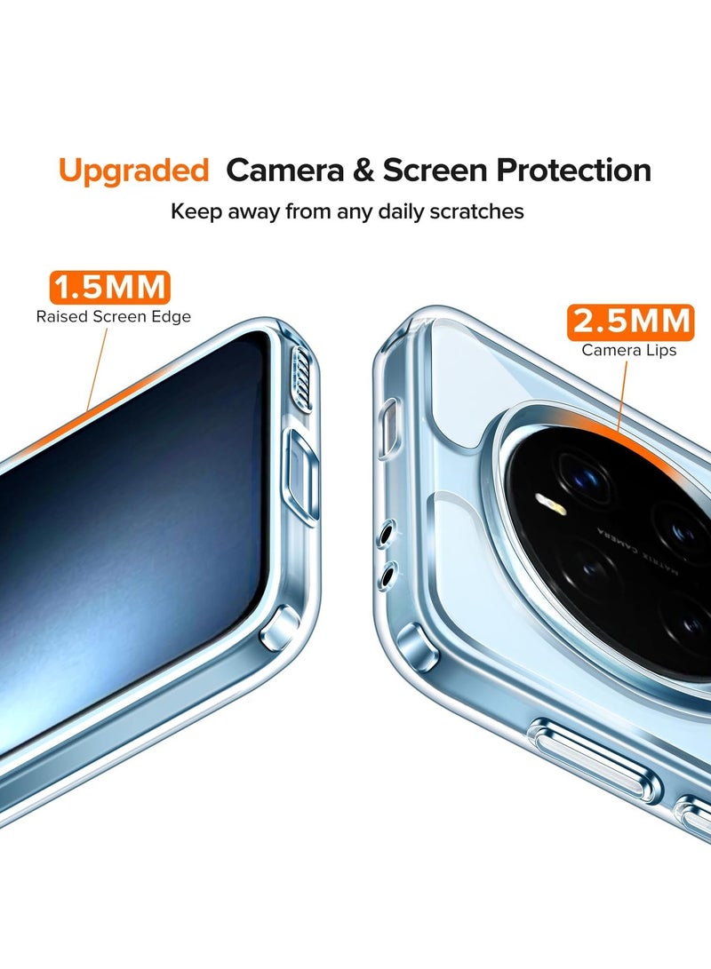 For Honor Magic 7 Pro Case, TPU Bumper + PC Hard Plate Clear Back Cover, Shockproof Protection Mobile Phone Case, Anti-Yellowing Slim Fit Protective Casing (Transparent) - Image 3