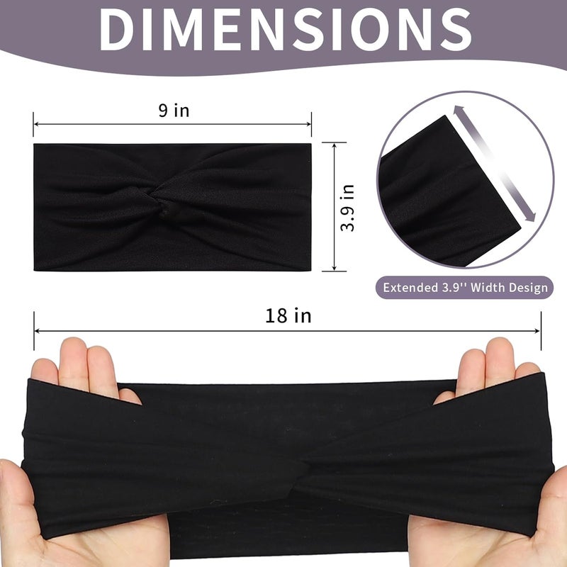 Panleding 12 Pcs Stretchy Headbands for Women, Absorbed Sport Headband Soft Twist Knotted Hairbands for Daily Life Yoga Workout(Black/Grey/White) - Image 2