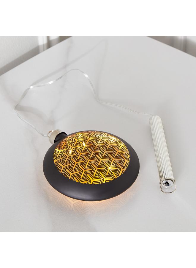 هوم بوكس زجاج ليد مستدير بفتحة جغرافية مقاس 12X4X13 سم - Image 1