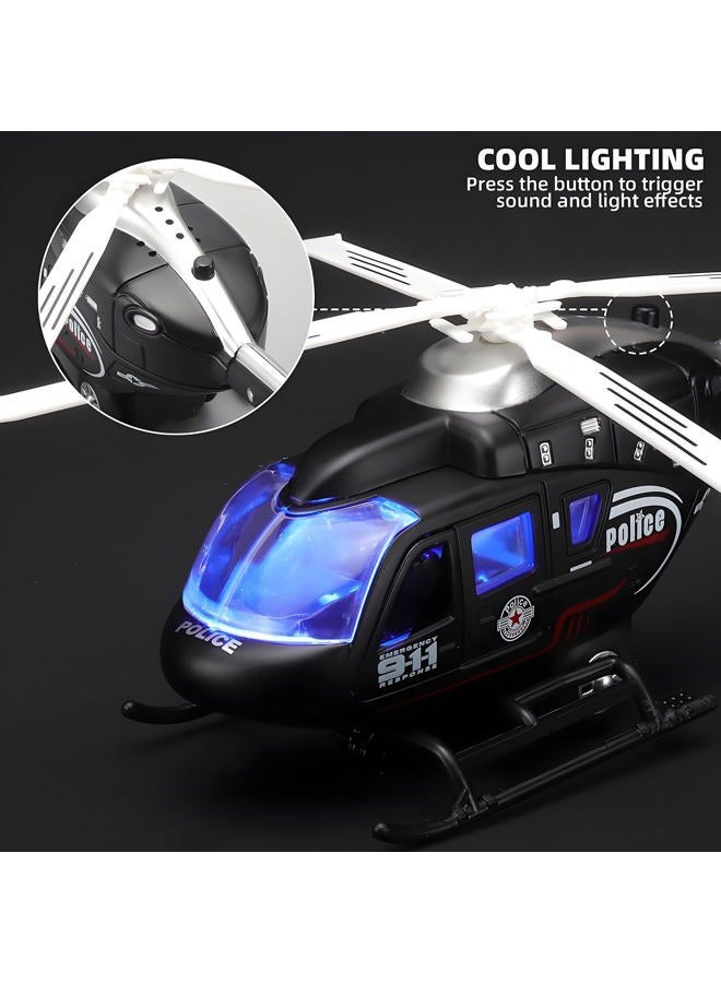 NOVAFUSION Kids Diecast Military Helicopter Model Kit, Pull Back Toy with Lights, Sound and Rotatable Propeller, Helicopter Toys for Boys Age 4-7 (Black) - Image 3