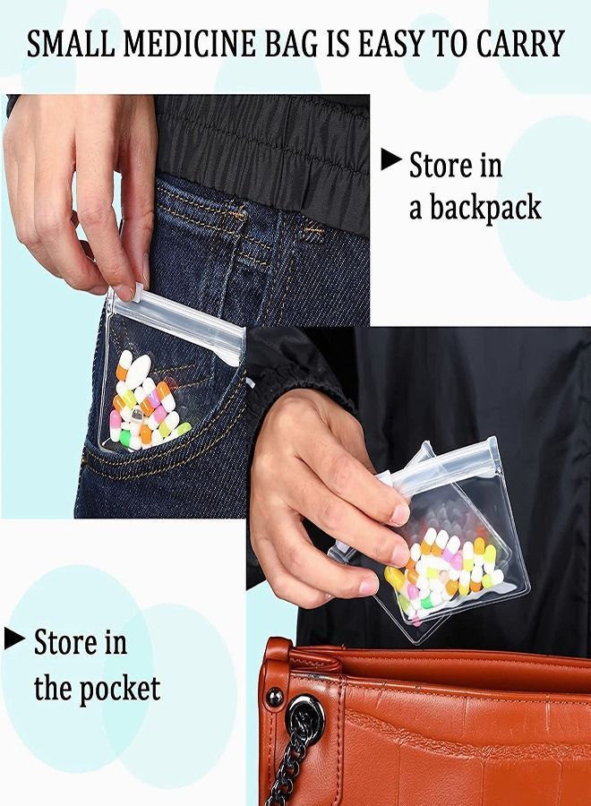 NIBEMINENT Pill Pouch Bags, Zippered Reusable Baggies Clear Plastic Bags Self Sealing Travel Medicine Organizer Storage with Slide Lock for Cod Liver Oil, Pills, and Small Items 24Pcs  - Image 4