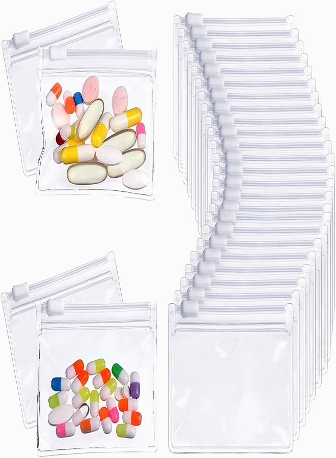 NIBEMINENT Pill Pouch Bags, Zippered Reusable Baggies Clear Plastic Bags Self Sealing Travel Medicine Organizer Storage with Slide Lock for Cod Liver Oil, Pills, and Small Items 24Pcs  - Image 1