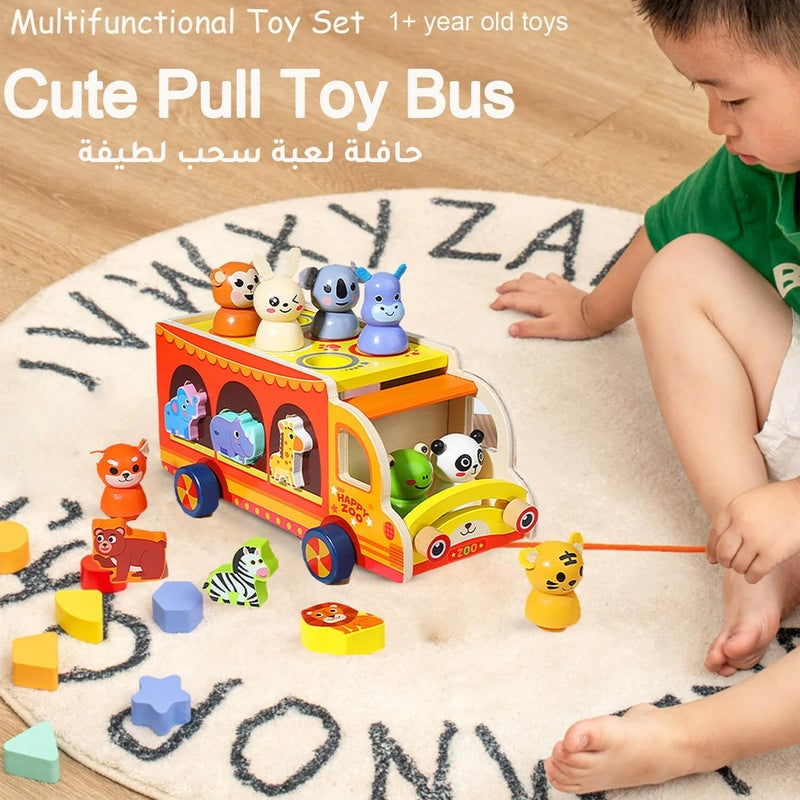 EDUTREE Wooden Montessori Circus Animal Car - Movable Shape Sorter & Educational Toy for Toddlers - Image 2