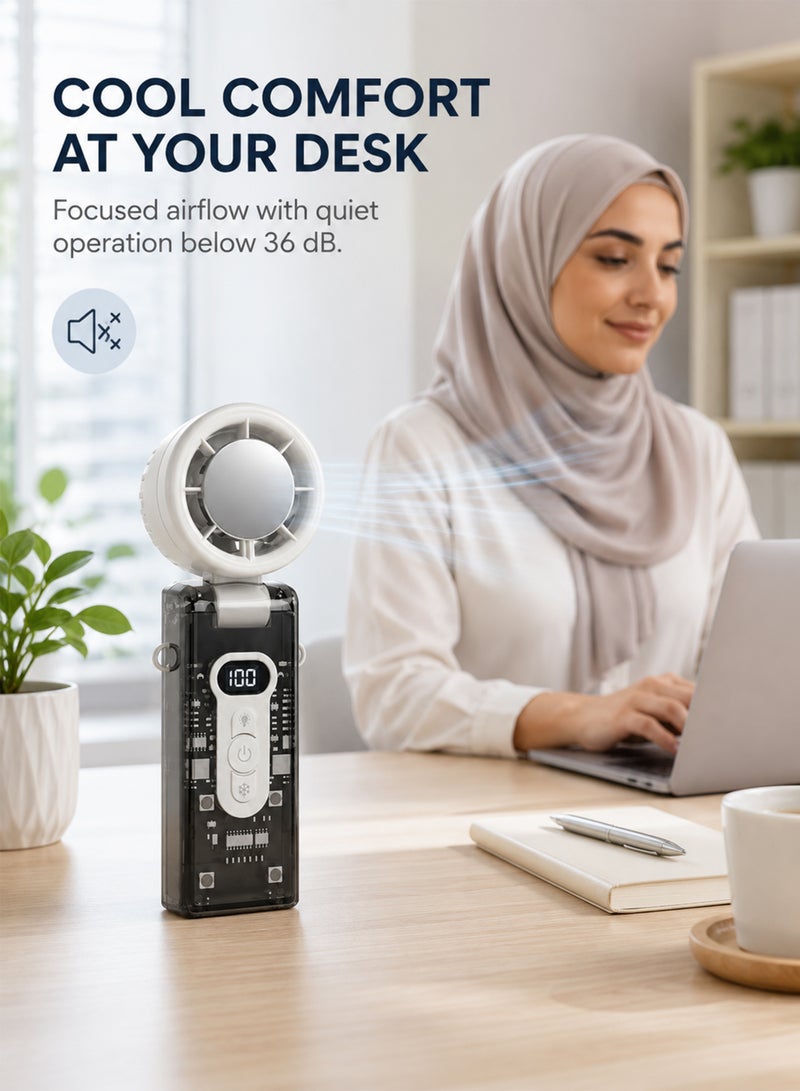 مروحة محمولة بتقنية التبريد شبه الموصل Ice Sense بسعة 4000mAh، مع 100 مستوى سرعة قابلة للتعديل، محرك قوي 13000 دورة بالدقيقة، شحن سريع Type-C، تصميم محمول للمكتب والسفر والاستخدام الخارجي - Image 3