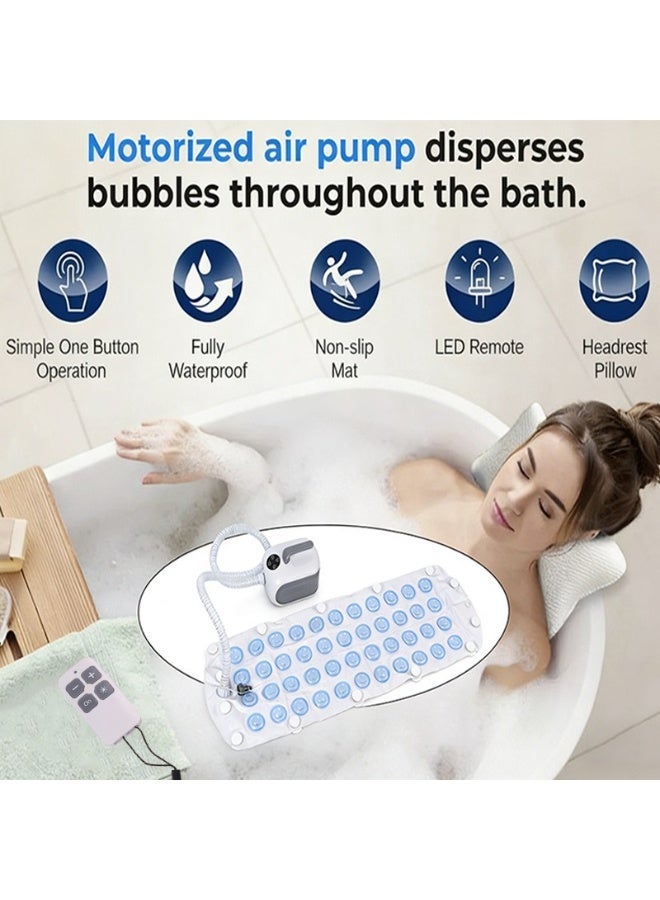 Portable Bathtub Bubble Mat with Heated Air Spa and Wireless Remote - Image 1