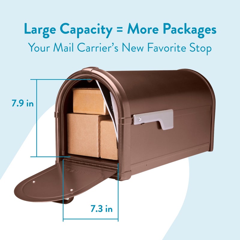 Architectural Mailboxes Hillsboroughâ„¢ Heavy duty Decorative Steel Metal Post Mounted Mail Box for outside, Copper, Large Curbside Mailbox with Magnetic Latch - Image 3