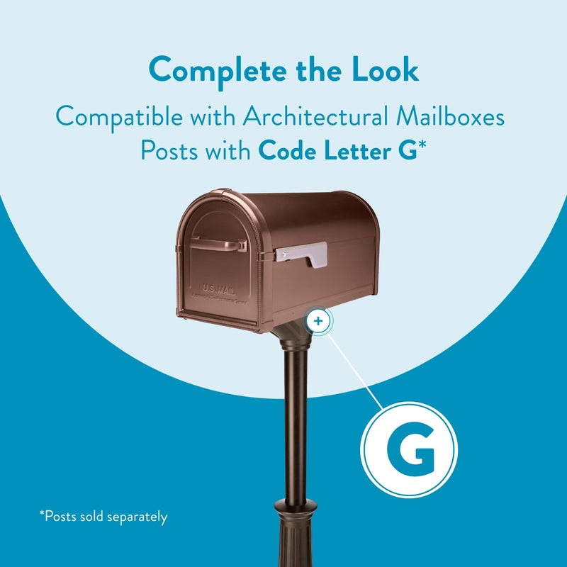 Architectural Mailboxes Hillsboroughâ„¢ Heavy duty Decorative Steel Metal Post Mounted Mail Box for outside, Copper, Large Curbside Mailbox with Magnetic Latch - Image 5