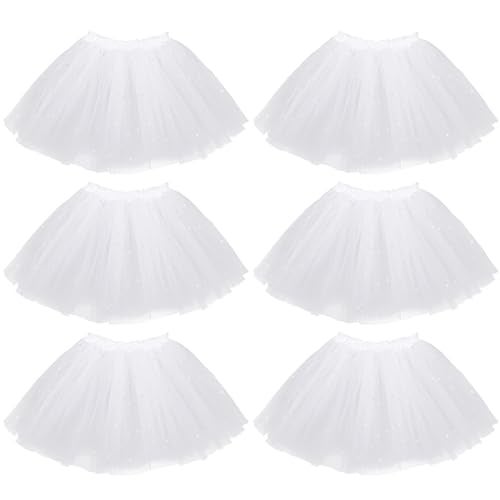 kilofly 6pc White Girls Ballet Tutu Kids Birthday Princess Party Favor Dress Set - Image 1