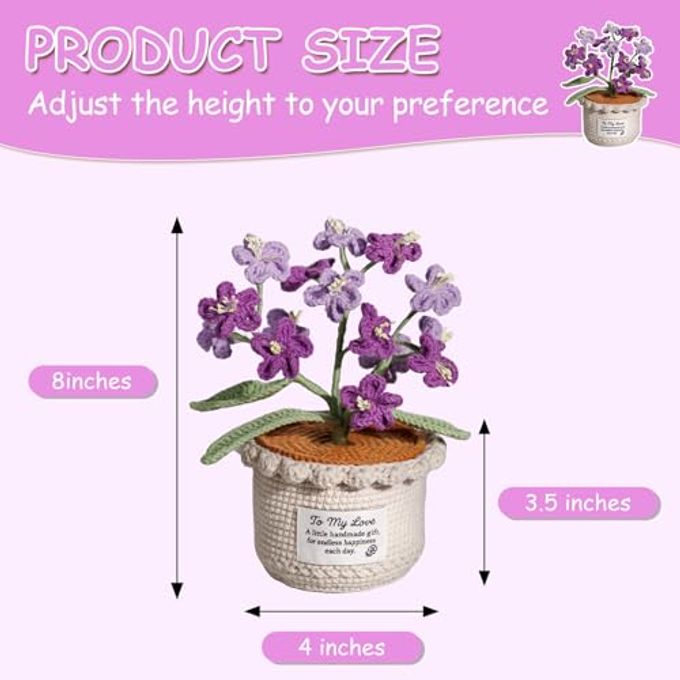 ANZRLE Forget Me Not Flower Lamp Purple Crochet Artificial Flowers with Night Light, Cordless Table Lamp, Cozy Home Decor Crochet Gifts - Image 3