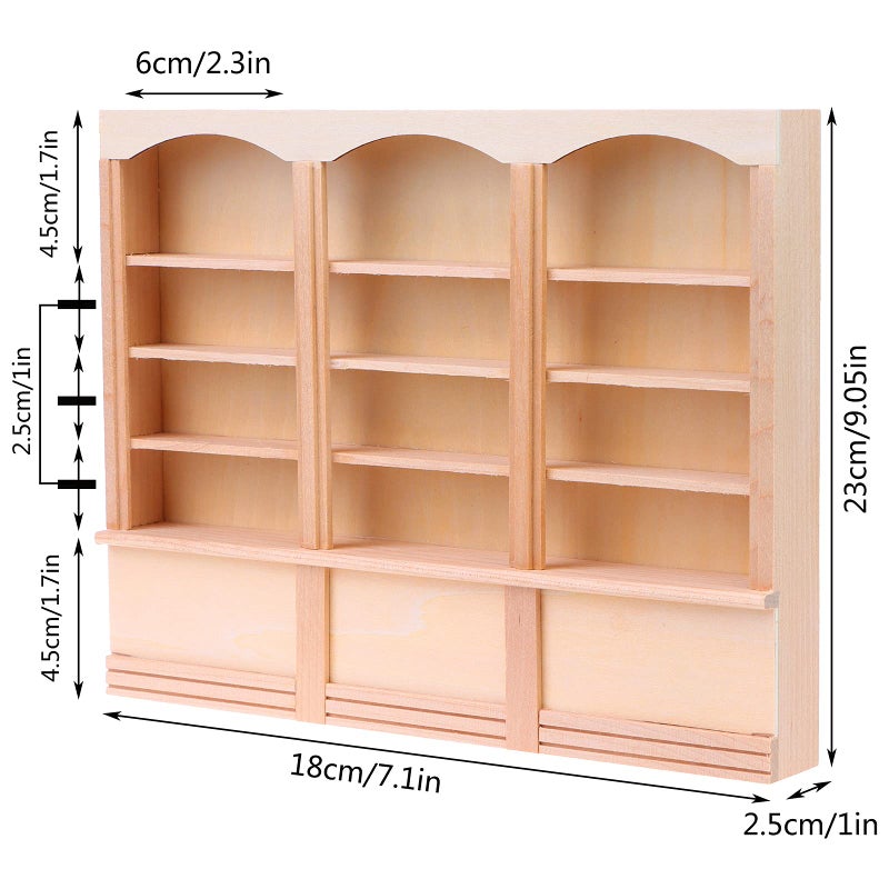 Yiphates 1:12 Scale Dollhouse Miniature Bookcase Display Shelf Locker Exquisite Doll House Furniture Decor Accessories for Mini Book Storage Scene Layout Collection Display for Dollhouse Enthusiasts - Image 2
