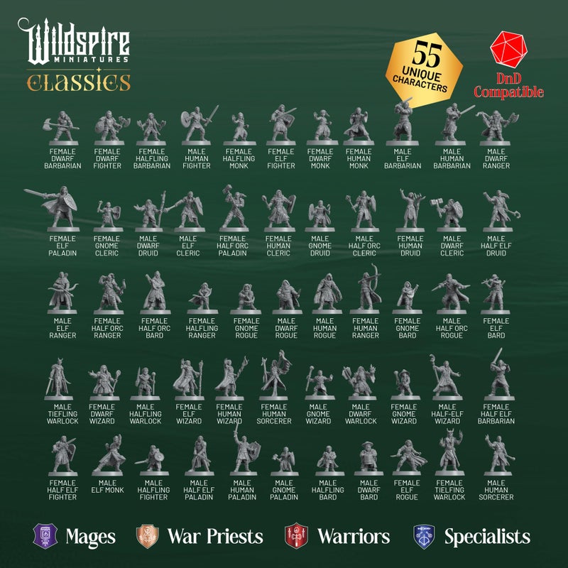 Wildspire Mercenary Guild II - Essential Heroes - 55 Hero, Player Characters, NPC for DND Miniatures Bulk I 28mm Dungeons Dragons D&D Miniatures I DND Minis D&D Figures I Pathfinder, Daggerheart, Realm Reforged - Image 4