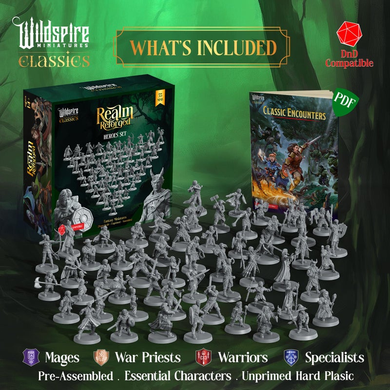 Wildspire Mercenary Guild II - Essential Heroes - 55 Hero, Player Characters, NPC for DND Miniatures Bulk I 28mm Dungeons Dragons D&D Miniatures I DND Minis D&D Figures I Pathfinder, Daggerheart, Realm Reforged - Image 3