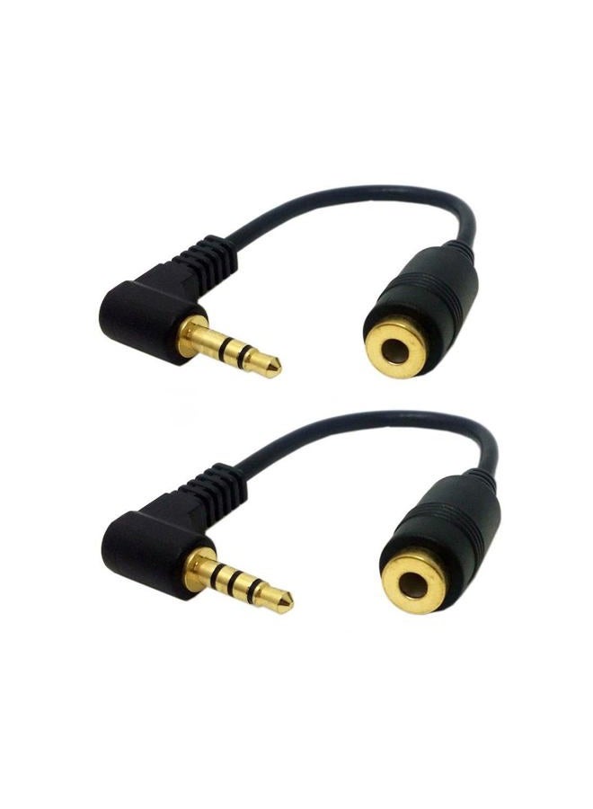 Chenyang 2 Pack Headphone/Audio Extension Cable,3/4 Pole 3.5mm Male to 3.5mm Female Audio Stereo Headphone 90 Degree Angled Extension Cable 10cm - Image 1