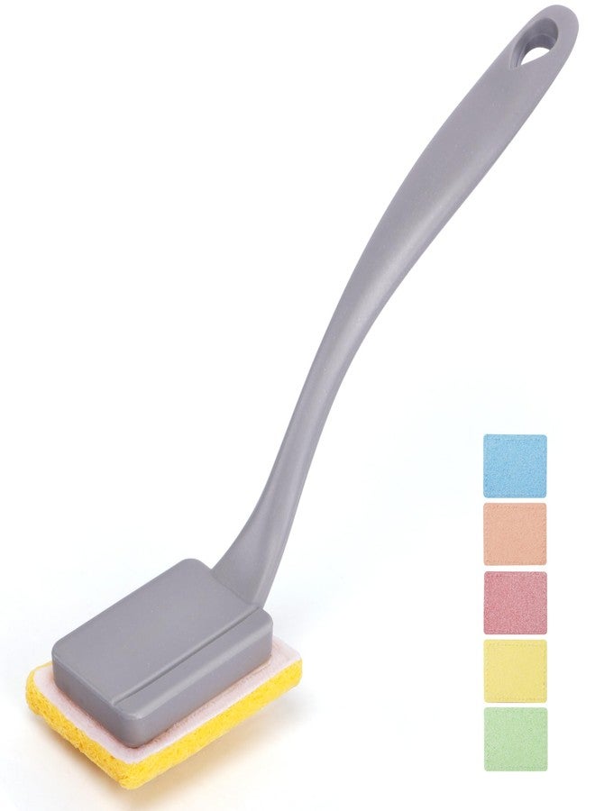ARCLIBER Dish Brush with Handle,Non-Scratch Dishwand with 5 Sponge Refills for Pans, Pots, Sink & Tubs,Grey - Image 1