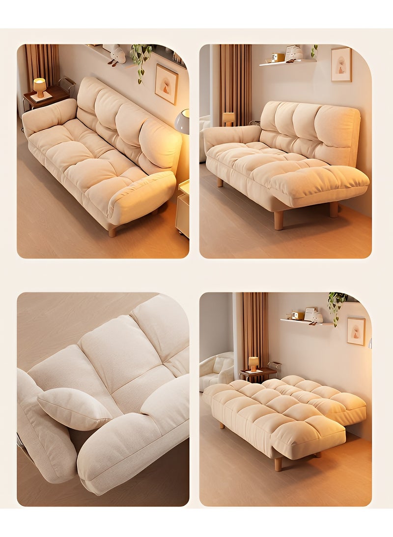 Taimi 2-Seater Folding Sofa, Sofa Bed with Adjustable Arms and Backrest, Foldable Bed for Living Room, Office, and Bedroom 110x30x60cm  - White - Image 3