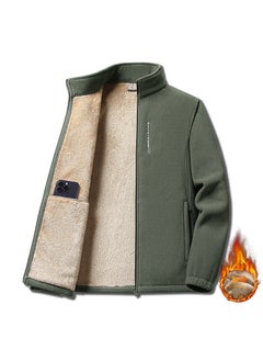Generic New Mens Fleece Jacket Warm Sherpa-Lined Zip Hoodie Army Green  - Image 3