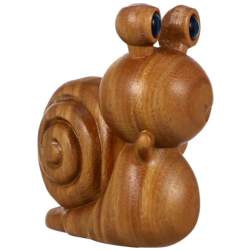Wood Carved Small Snail Statue Tabletop Mini Animal Decor Wood Snail Tea Pet Ornament - Image 1