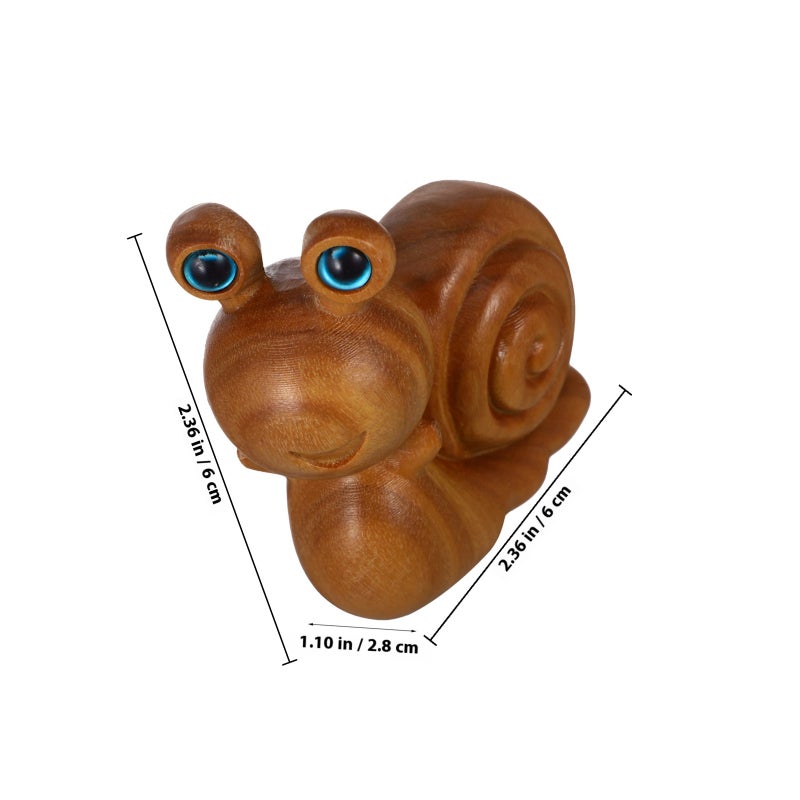 Wood Carved Small Snail Statue Tabletop Mini Animal Decor Wood Snail Tea Pet Ornament - Image 2