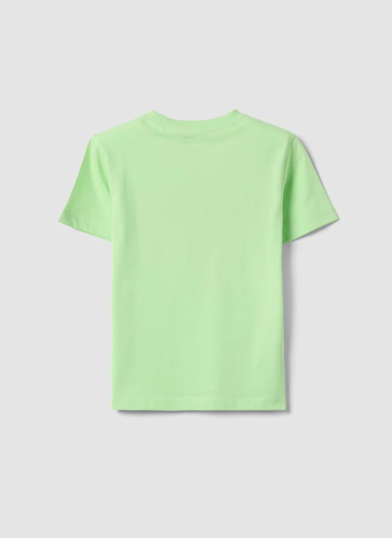 او في اس OVS Green Pure Cotton Boysâ€™ T-Shirt With Sailing Prints