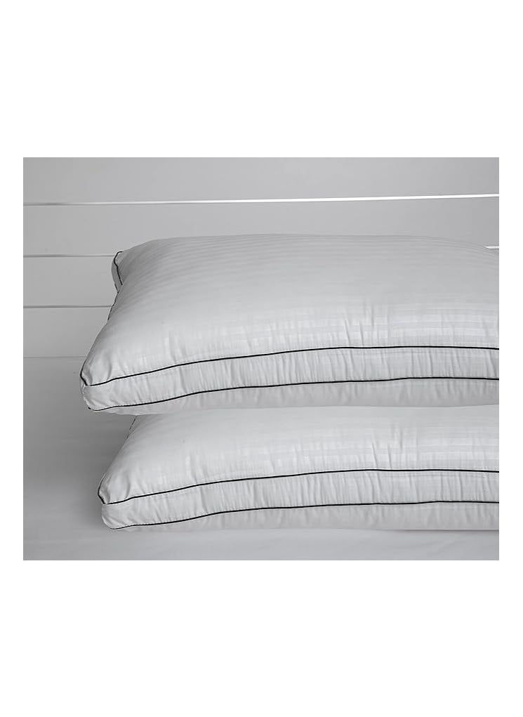 Comfy - COMFY SET OF 2 WHITE SOFT HOTEL STYLE DOUBLE PIPING PILLOW - Image 1