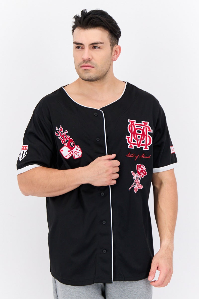 brooklyn قمصان بيسبول قصيرة الأكمام للرجال، رياضية، سوداء - Image 1