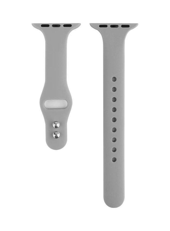 NIBEMINENT Silicone Double Buckle Replacement Wrist Strap For Apple Watch Series 5/4/3/2/1 Cloud Grey - Image 2
