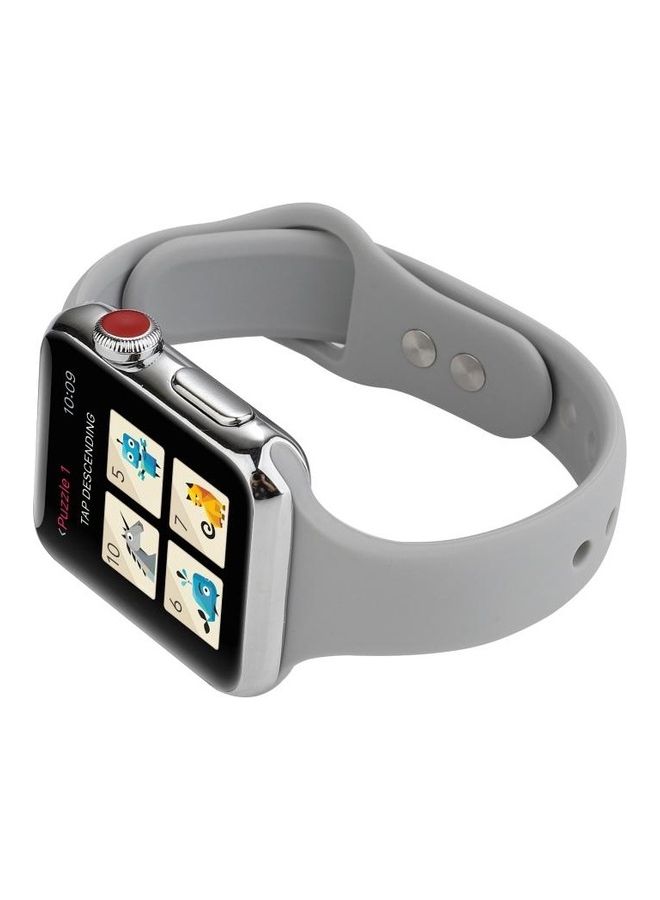 NIBEMINENT Silicone Double Buckle Replacement Wrist Strap For Apple Watch Series 5/4/3/2/1 Cloud Grey - Image 5