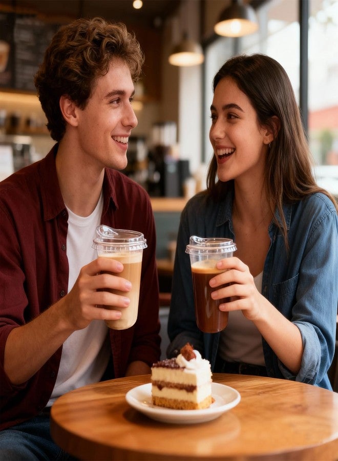 مجموعة GGOLDMER المكونة من 50 كوبًا بلاستيكيًا للقهوة المثلجة سعة 16 أونصة مع أغطية للشرب بدون ماصة، أكواب بلاستيكية شفافة ذات قاعدة مستديرة مع أغطية، أكواب قهوة مثلجة للاستخدام مرة واحدة مع غطاء للقهوة والعصير والمشروبات الباردة واللاتيه - Image 5